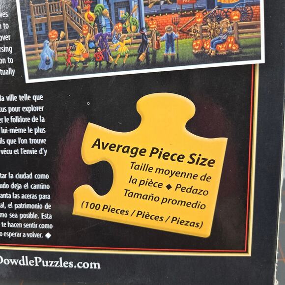 Dowdle Jigsaw Puzzle Flying School Folk Art 100 piece 16x20 Complete Halloween - Picture 6 of 12